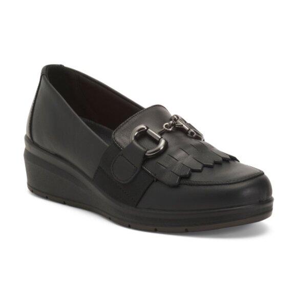 ENVAL SOFT Made In Italy Leather Wedge Loafers With Bit - Picture 1 of 3